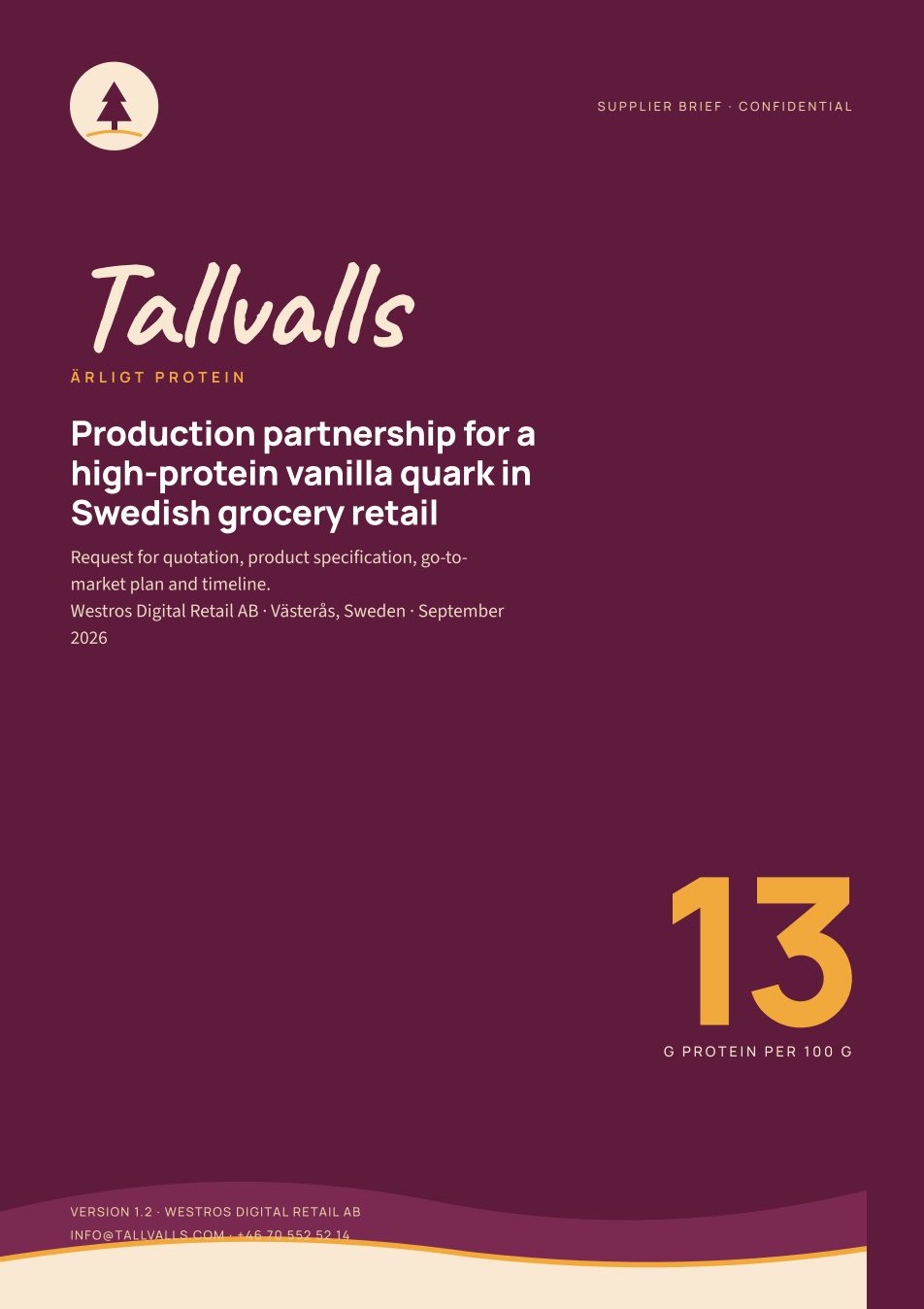 First page of the Tallvalls supplier brief, version 1.2